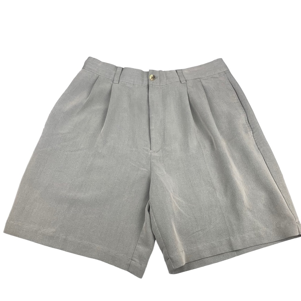 Greg Norman Men's Beige Herringbone Flat Front Chino Golf Shorts Size 32